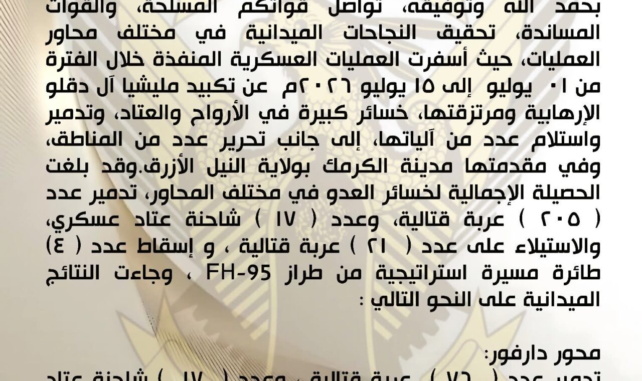 بسم الله الرحمن الرحيم  القيادة العامة للقوات المسلحة